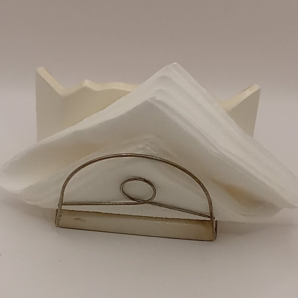 Vintage THANKFUL Ceramic Napkin Holder Kitchen Prayer Brown Thanksgiving Friends - Picture 4 of 14